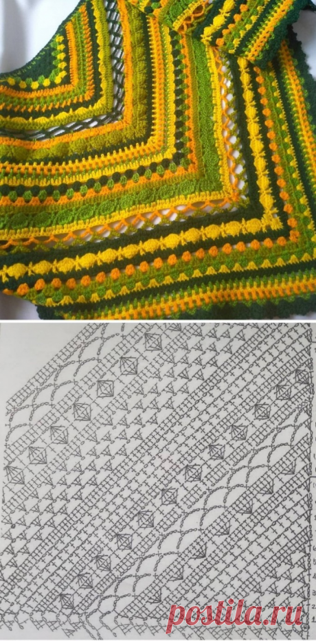 Шаль, бактус крючком