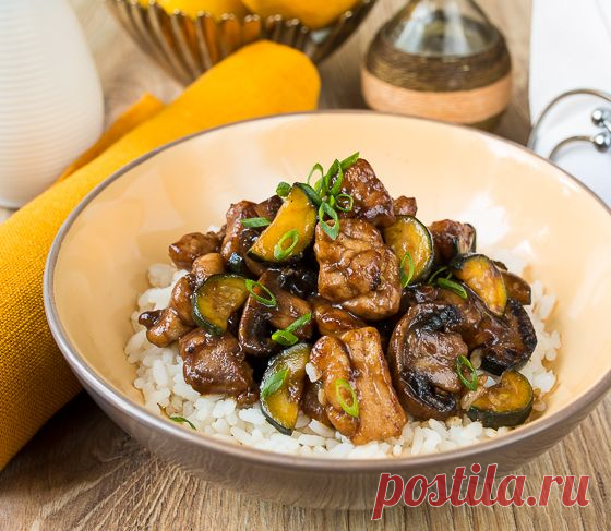 Стир-фрай из курицы с цуккини и шампиньонами | Вкусный блог - рецепты под настроение