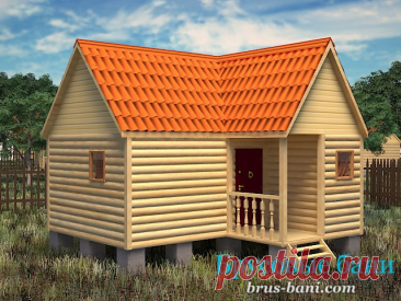 Угловая баня 6х6 под ключ, проект одноэтажной угловой бани