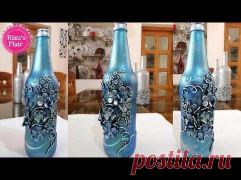 Bottle Decoration Idea | Antique Bottle Art |  Bottle clay craft |Bottle Transformation