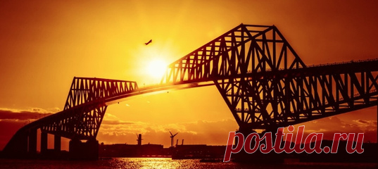 Знакомьтесь: это «Токийские ворота», также известные как «Мост-динозавр». Помимо своих основных функций, мост исправно работает и на облюбовавших его пешеходов, и на любителей панорамных видов.