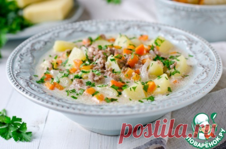 Чизбургер-суп с мясным фаршем и сыром - кулинарный рецепт