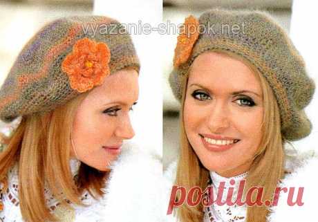 Вязание беретов крючком со схемами – зимний берет с цветком | ВЯЗАНИЕ ШАПОК: женские шапки спицами и крючком, мужские и детские шапки, вязаные сумки