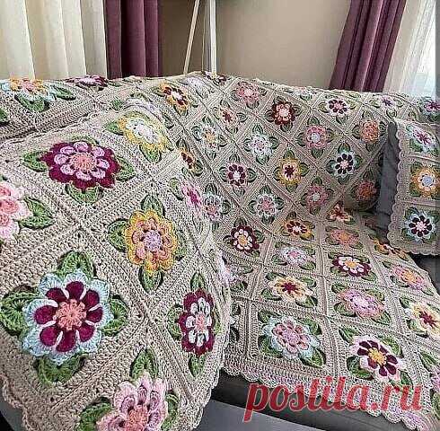 Вяжем покрывало из мотивов: 8 схем для вязания крючком | Вяжу ручками-крючками| Виктория Битарова | Дзен