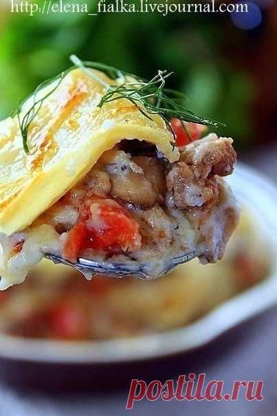 лазанья с мясом и грибами