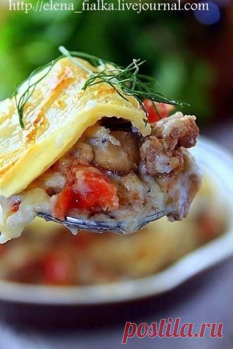 лазанья с мясом и грибами