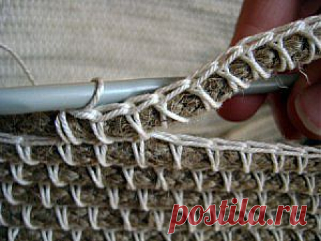 Корзина крючком из веревки для рукоделия..