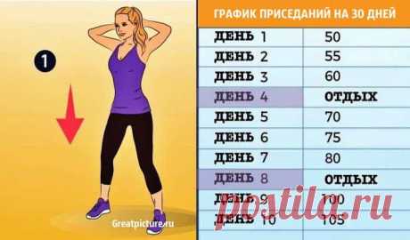 Красивые ягодицы за 30 дней. Просто следуйте графику упражнений Красивые ягодицы за 30 дней. Просто следуйте графику упражнений. Вот как за 30 дней получить упругие ягодицы!Приседания позитивно