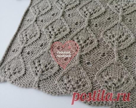 Провожаем осень красиво: ажурный узор «Листопад» | Paradosik_Handmade | Пульс Mail.ru Ажурный лиственный узор спицами. Подробное текстовое описание и схема вязания.