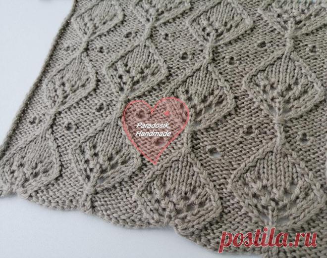 Провожаем осень красиво: ажурный узор «Листопад» | Paradosik_Handmade | Пульс Mail.ru Ажурный лиственный узор спицами. Подробное текстовое описание и схема вязания.