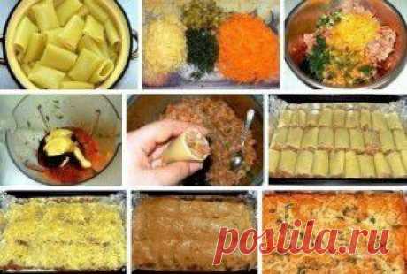 Фаршированные каннеллони, запеченные с сыром