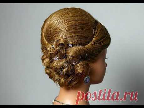 ▶ Элегантная вечерняя прическа для длинных волос. Elegant hairstyle for long hair - YouTube