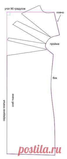 Платье с горловиной качели раскрой