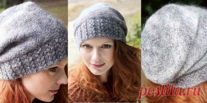 Шапка изнаночной гладью Slouchy Шапка бини вязаная спицами своими руками изнаночной гладью и резинкой, с описанием.