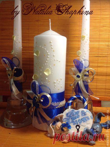 свадебные свечи - тёмно-синий,свечи на свадьбу,свечи семейный очаг,свадебные аксессуары