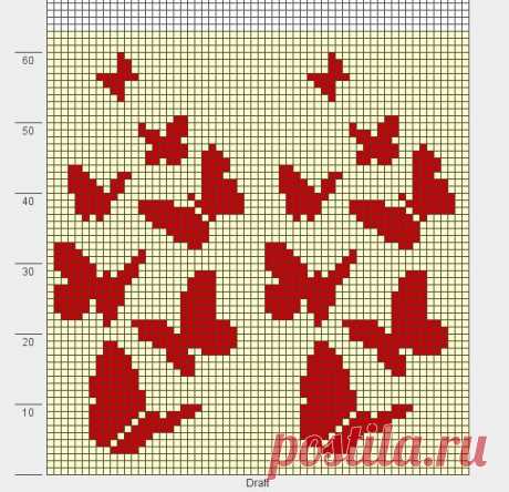 (1) butterflies knit chart | jaquart | Вязание, Бабочки и Диаграмм