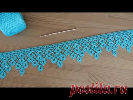 ЛЕНТОЧНОЕ КРУЖЕВО Капельки вязание крючком КАЙМА Crochet Ribbon Lace Border