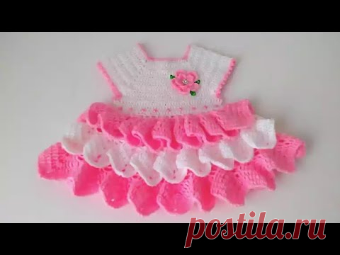 платье крючком роза  часть3