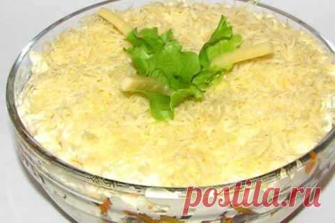 Салат с грибами и сардинами