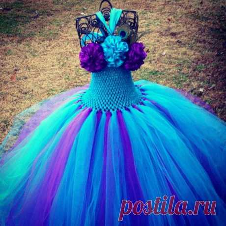 Peacock Couture Flower Girl Tutu Dress/ Pageant Attire/Tutu Dress