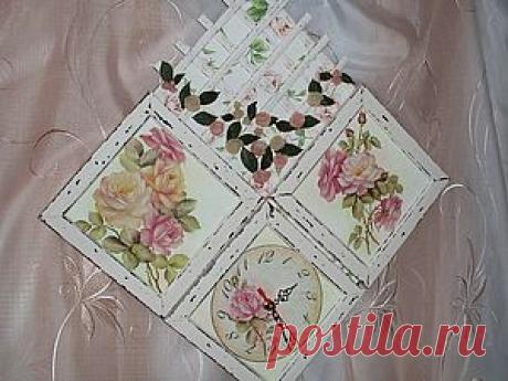 Мастер-класс по декупажу часов &quot;Шпалера роз&quot; - Ярмарка Мастеров - ручная работа, handmade