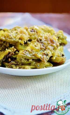 Кабачки с соусом песто в овсяной крошке в мультиварке - кулинарный рецепт