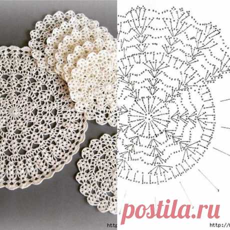 Маленькие салфеточки крючком. Схема. / knittingideas.ru