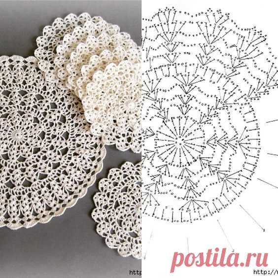 Маленькие салфеточки крючком. Схема. / knittingideas.ru