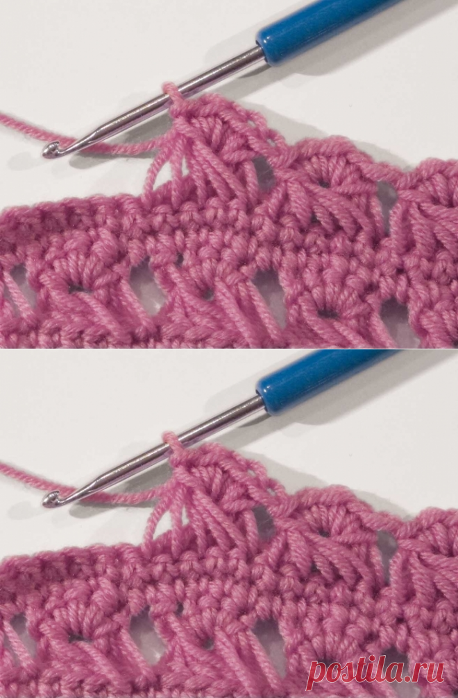 Выполнение крючком перекрещенного столбика
