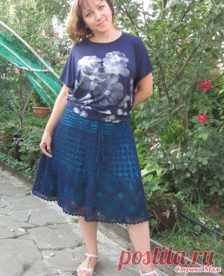 . Юбка крючком. Простые филейные узоры. Цвет настроения-синий - Вязание - Страна Мам