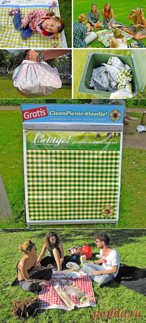 2 в 1: подстилка для пикника и мусорный мешок