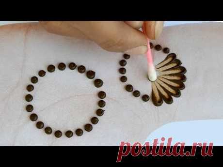 Easy Simple Mehndi design - cotton bud Mehendi design front hand - Arabic Mehndi Design 2019