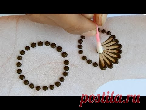 Easy Simple Mehndi design - cotton bud Mehendi design front hand - Arabic Mehndi Design 2019