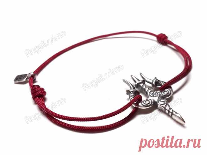 Веревочный браслет с кулоном "Тришула" от Amorem