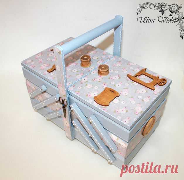 Nähkästchen & -körbe - Große Näh / Stricknadeln Box mit Nadelkissen - ein Designerstück von Ultra-Violet bei DaWanda