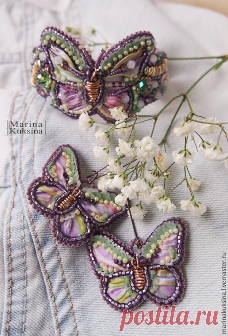 Купить Комплект украшений "Spring Butterfly" - разноцветный, салатовый, мятный, сиреневый, розовый, золотой, зеленый