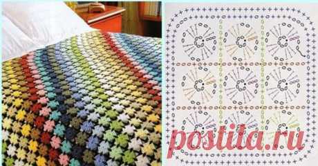 Простой мотив крючком. Схема. / knittingideas.ru