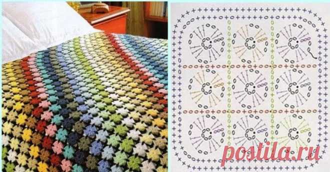 Простой мотив крючком. Схема. / knittingideas.ru