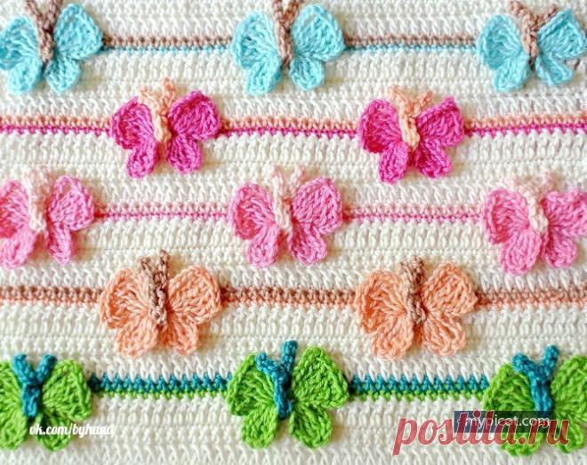 Красивый узор с бабочками для детского пледа