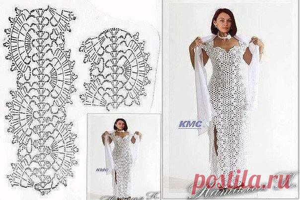 Роскошное платье из ленточного кружева. Схема