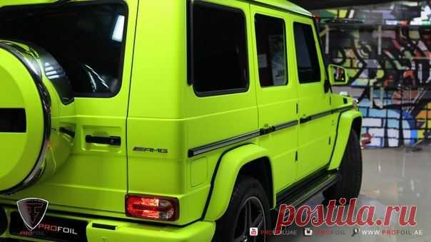 Fluro Yellow Mercedes-Benz G 63 AMG by Profoil. / Только машины