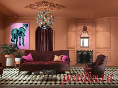 Дачный ответ: терракотовая гостиная с элементами рококо | flqu.ru - квартирный вопрос. Блог о дизайне, ремонте