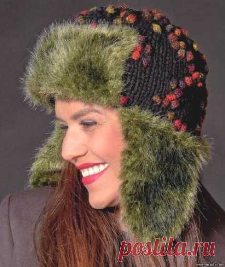 Вязаная шапка ушанка Модели со схемами и узорами