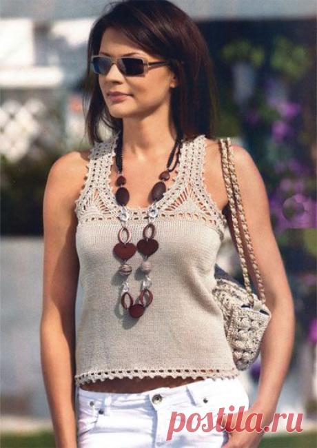 Топ и сумочка. Летние модели для молодых, связанные крючком
