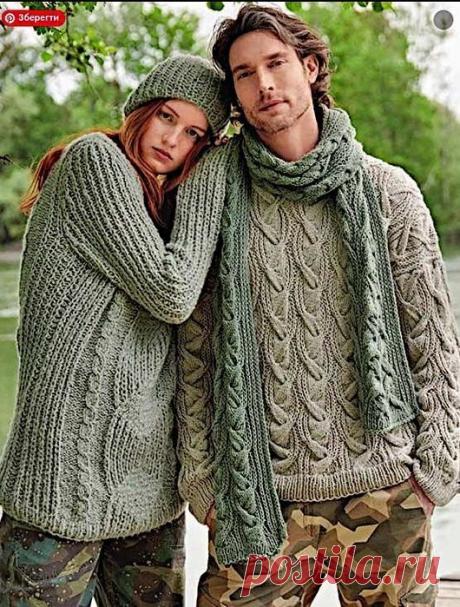 Брутальный мужской комплект из свитера и шарфа шикарным узором объёмная коса. Вязать для любимого мужчины преприятнейшее занятие, скажу я вам. Наши мужья, братья, сыновья, внуки не меньше нашего отдают предпочтение вязаным вещам и с удовольствием носят их.