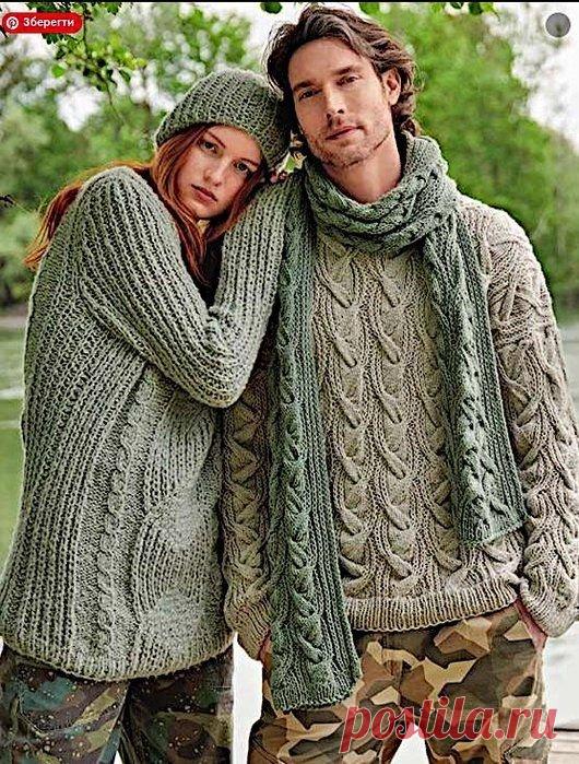 Брутальный мужской комплект из свитера и шарфа шикарным узором объёмная коса. Вязать для любимого мужчины преприятнейшее занятие, скажу я вам. Наши мужья, братья, сыновья, внуки не меньше нашего отдают предпочтение вязаным вещам и с удовольствием носят их.