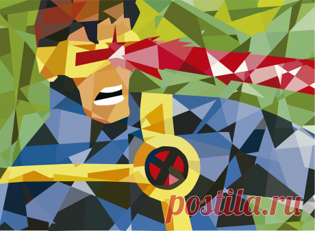 Mosaic Illustration Cyclops and Iron Man mosaic illustration