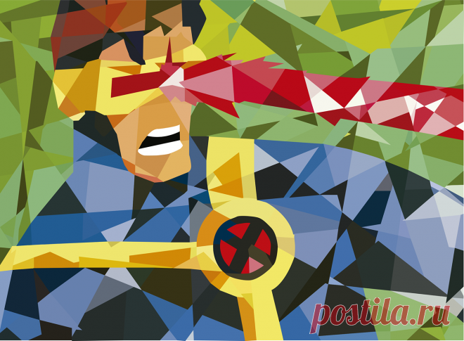 Mosaic Illustration Cyclops and Iron Man mosaic illustration