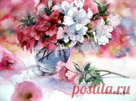 Цветочные акварели Harumi Kosugi, Япония (10 фото) | WmnDay