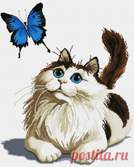 Кошка и бабочка | Все о рукоделии: схемы, мастер классы, идеи на сайте labhousehold.com